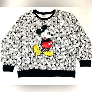 Retro Mickey Mouse T-shirt Disney Size Large Long Sleeved Comic Pattern